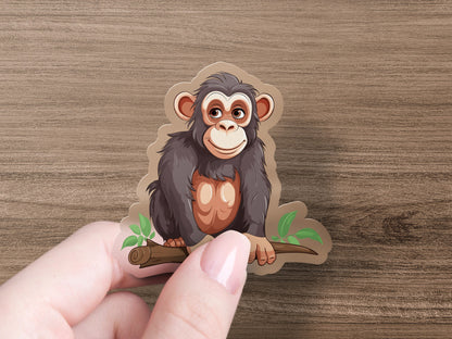 Cute Cartoon Monkey on Branch Sticker product
