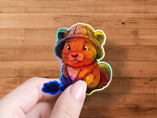 Adorable Hamster Wearing Hat Die Cut Sticker product