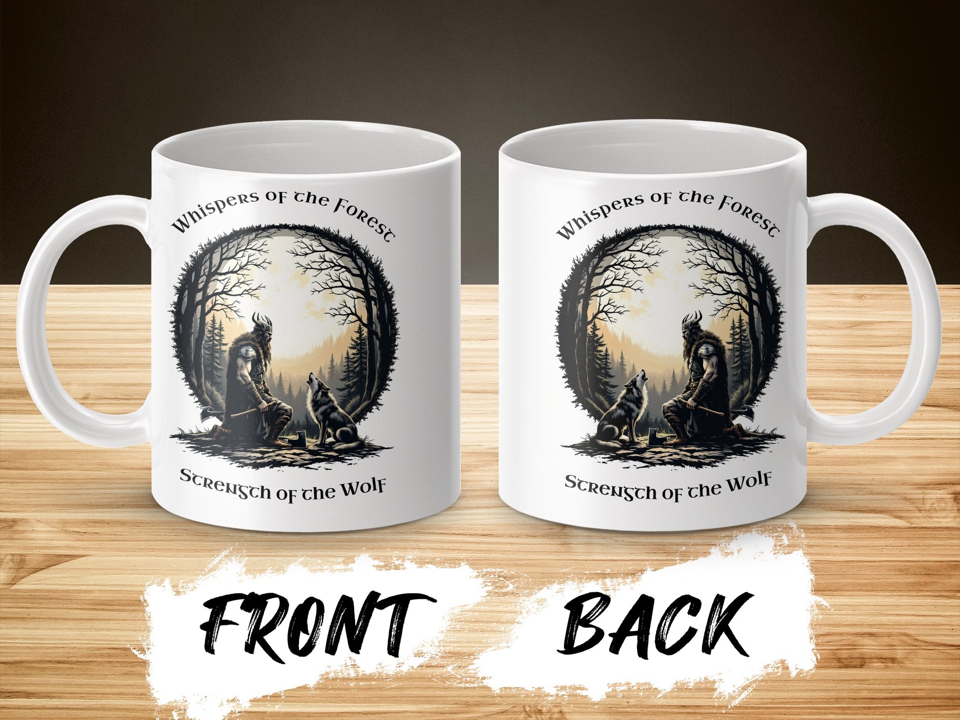 Wolf and Forest Themed Coffee Mug, Whispers of the Forest, Screech of the Wolf, Artistic Cup Design, Dual-Sided Print