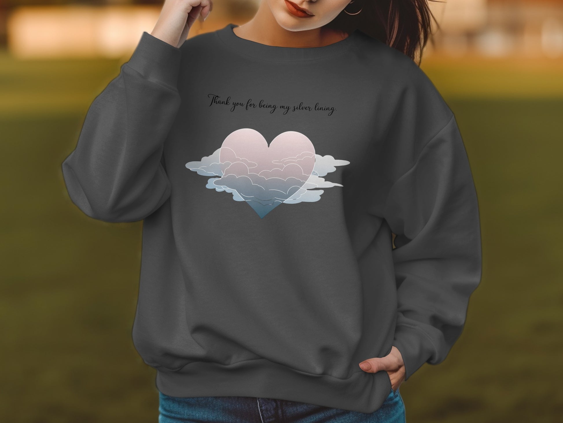 Thank You For Being My Silver Lining Graphic Sweatshirt