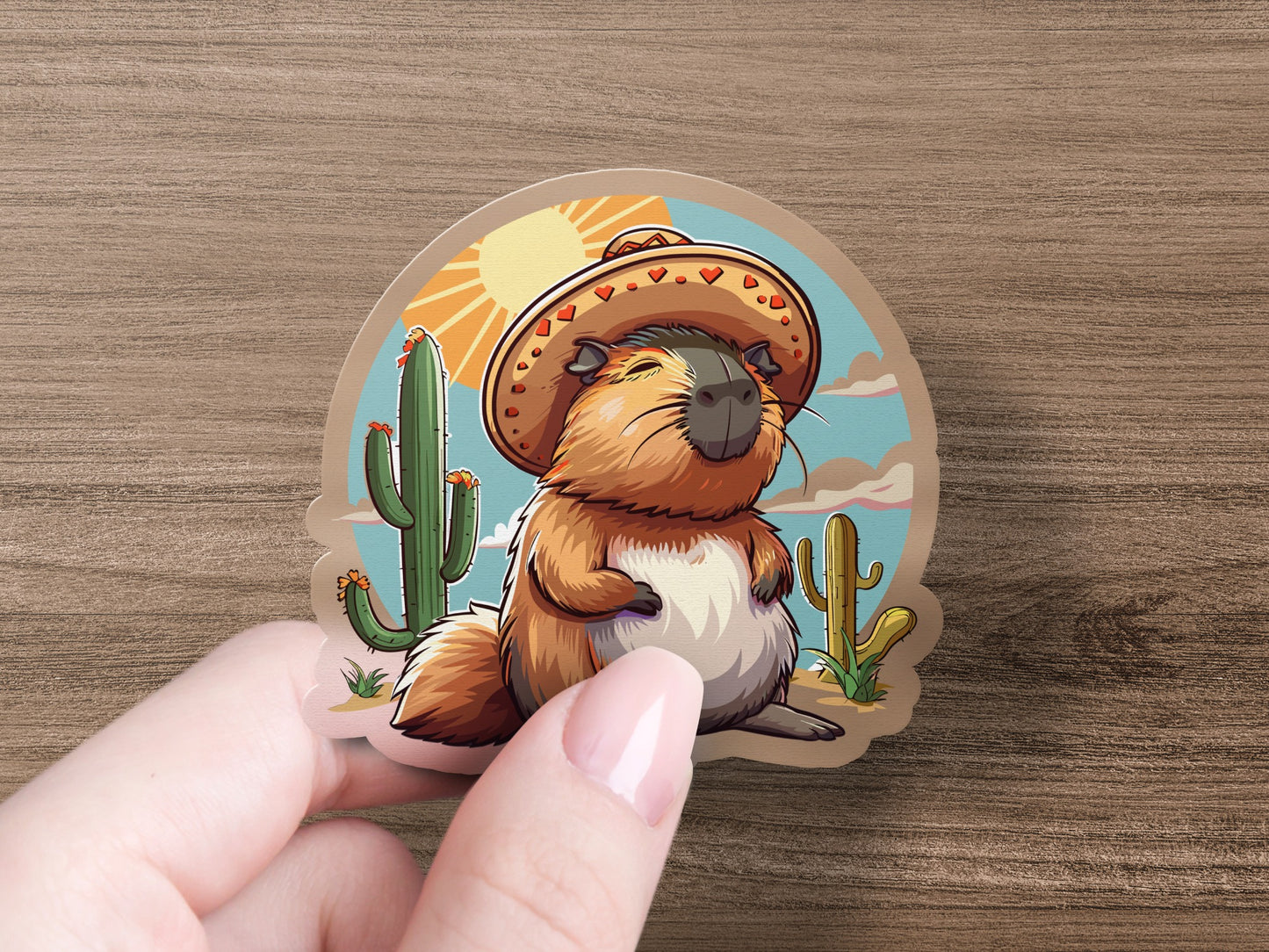 Adorable Capybara with Sombrero Sticker product type