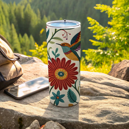 Colorful Floral and Bird Design Tumbler product
