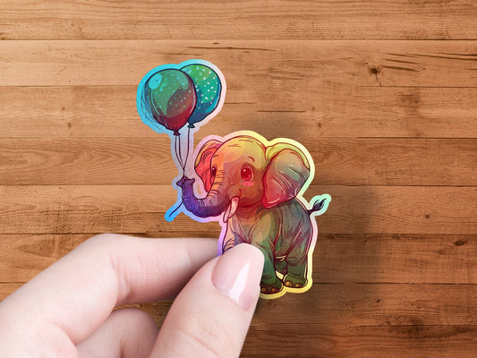 Cute Colorful Baby Elephant Holding Balloons product