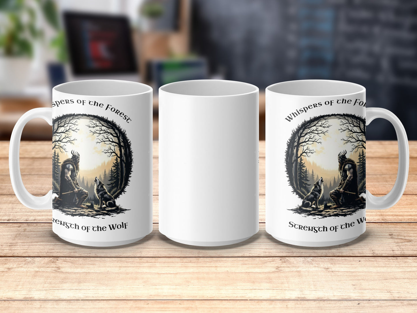 Fantasy Wolf Mug, Whispers of the Forest, Unique Coffee Cup, Full Moon Graphic, Gift Idea
