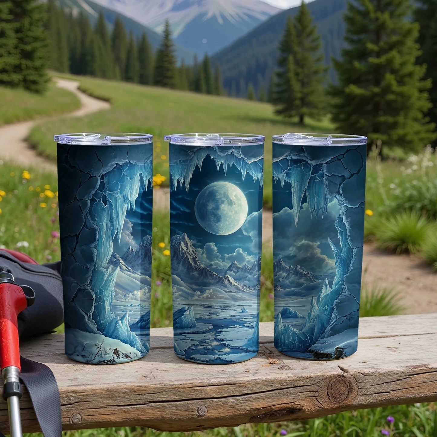Mesmerizing Full Moon and Ice Cave Art Tumbler product