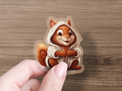 Adorable Hooded Cartoon Squirrel Vinyl Sticker product type