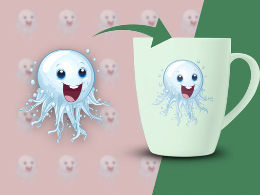 Cute Cartoon Jellyfish Character Illustration Graphic Digital