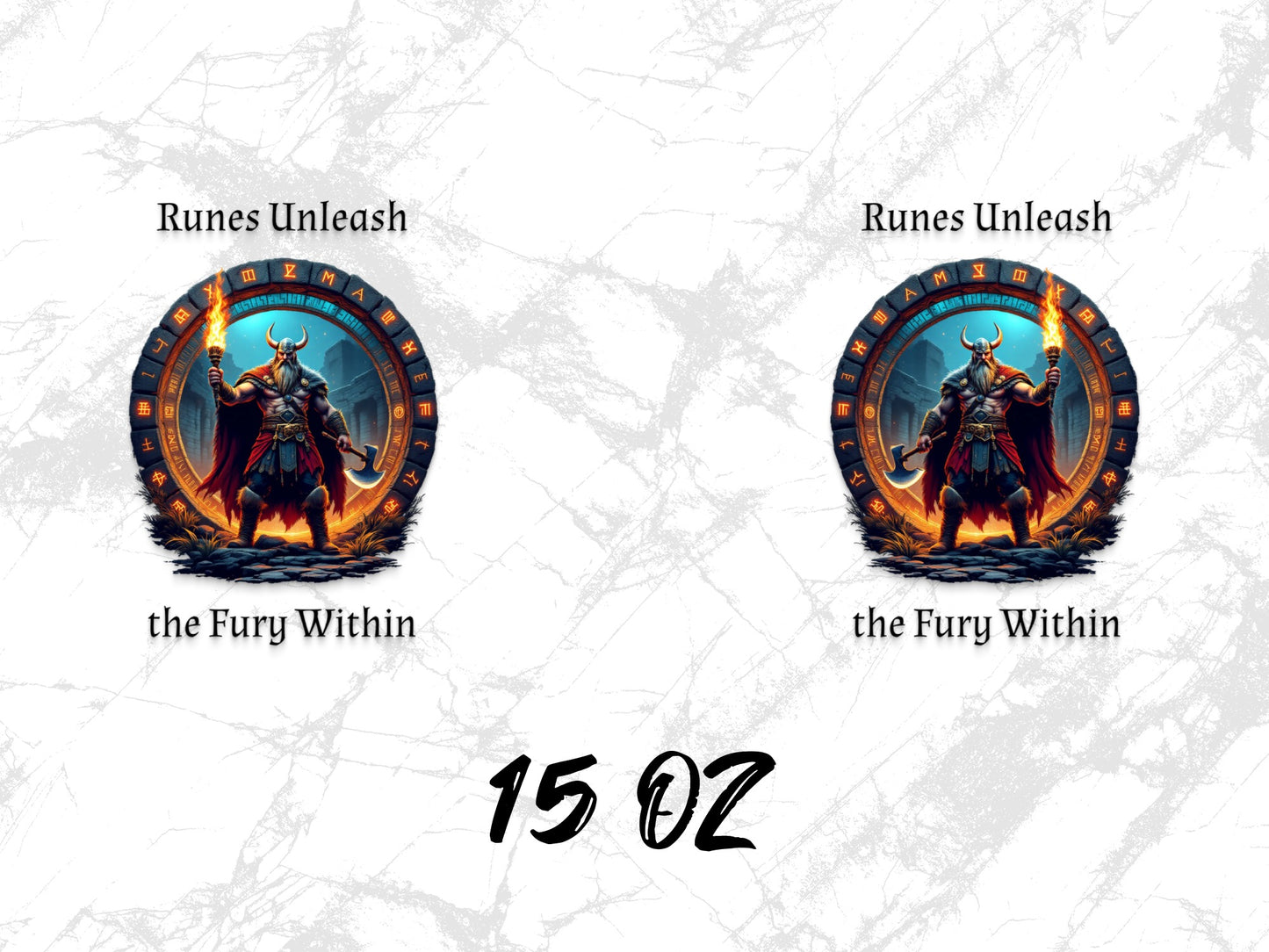 Norse Warrior Art Print, Runes Unleash the Fury Within, Fantasy Wall Decor, 15 Oz Canvas