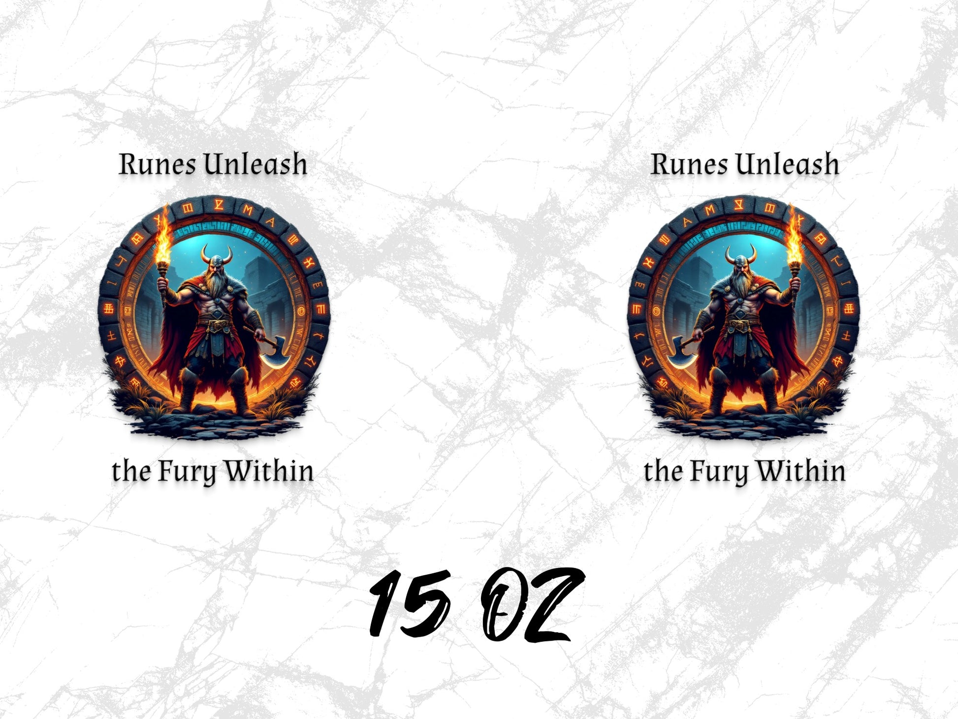 Norse Warrior Art Print, Runes Unleash the Fury Within, Fantasy Wall Decor, 15 Oz Canvas