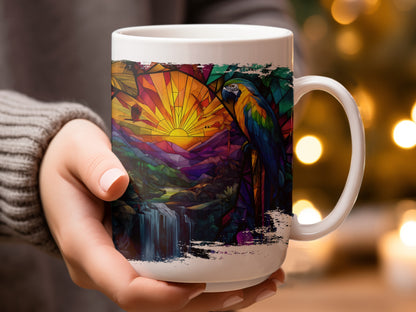 Stunning Vibrant Parrot and Waterfall Design Mug product