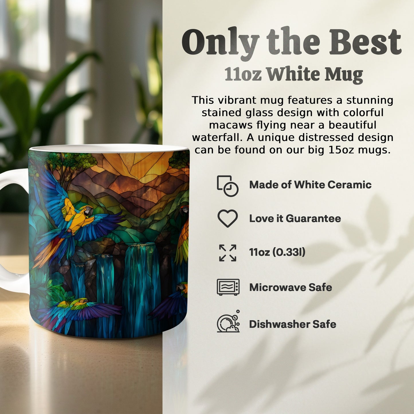 Stunning Stained Glass Birds Waterfall Mug product type