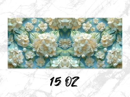 Floral Wall Art Canvas, White Flowers on Teal Background, Modern Home Decor, Botanical Print, Large Wall Hanging, Nature Inspired