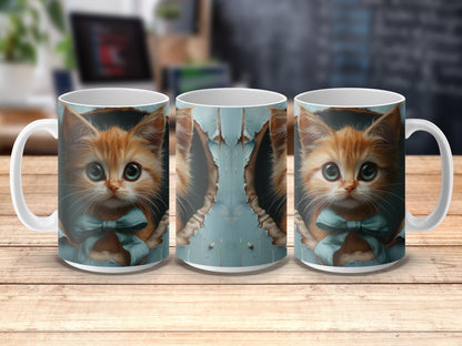 Cute Kitten Mug, Cat Lover Gift, Adorable Cat Coffee Cup, Unique Kitten Art Print, Animal Themed Home Decor, Tea Mug, Espresso Cup