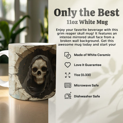 Grim Reaper Skull Face 11oz White Mug product type