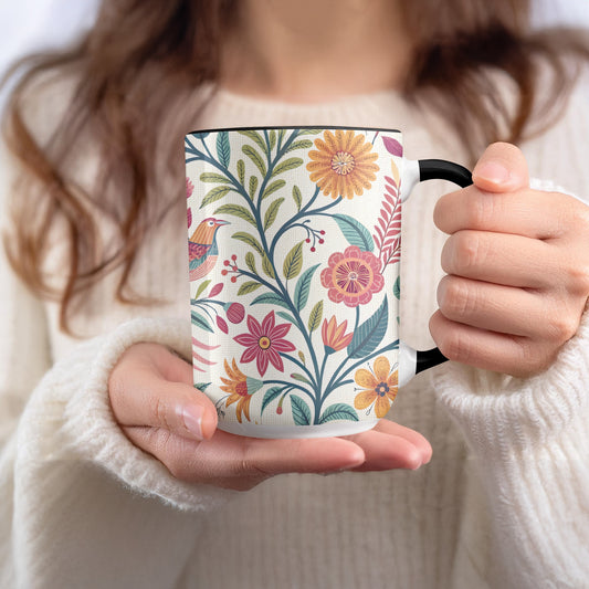Floral Patterned Mug with Black Handle product type