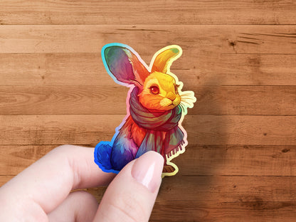 Colorful Bunny Sticker with Scarf Design product type