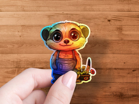 Cute Bear Sticker Holding Flower Cart Product Type