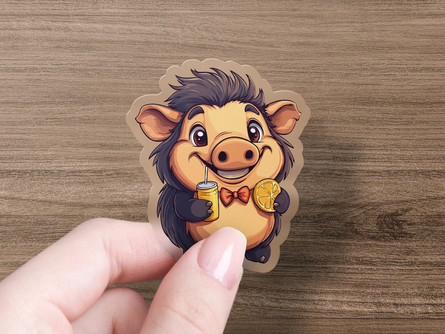 Cute Smiling Pig Holding Lemonade Sticker product type