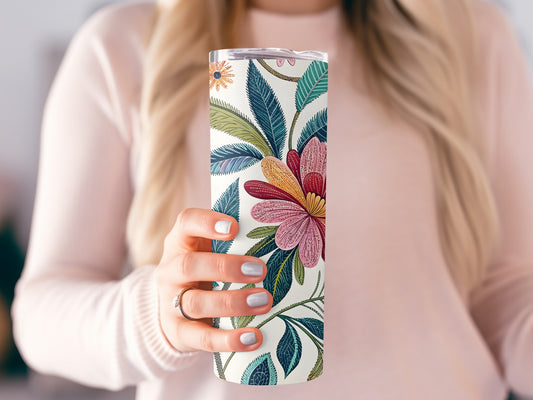 Floral Patterned Tumbler Colorful Drinkware Product