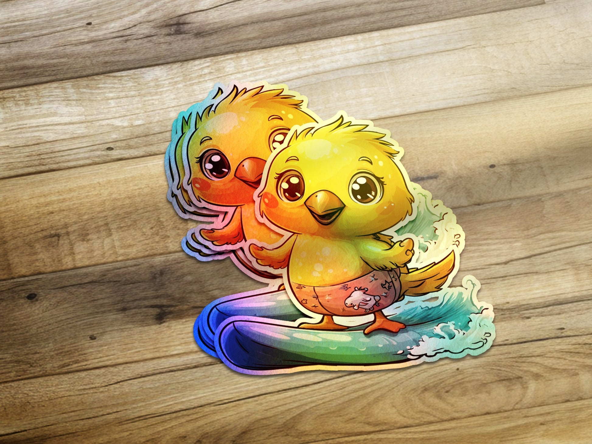 Cute Surfing Chicks Colorful Sticker product type