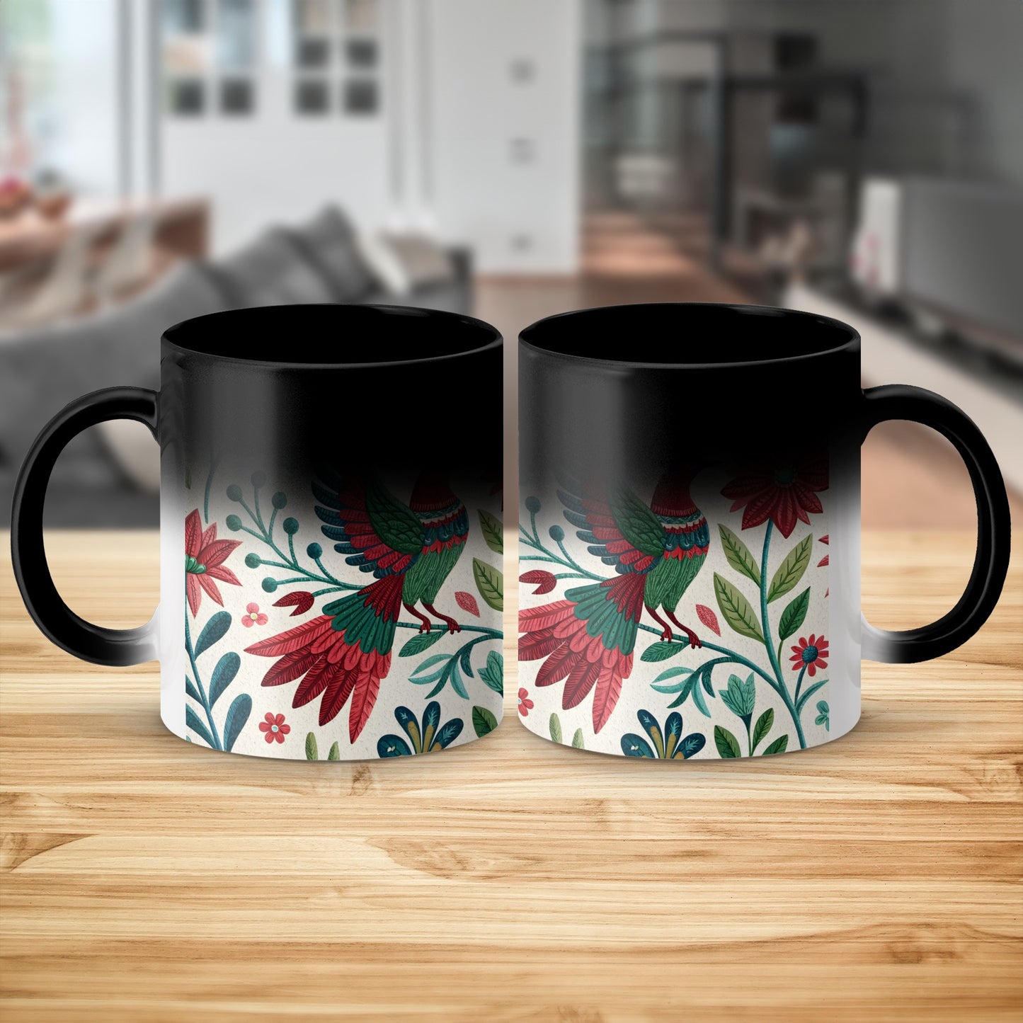 Vibrant Floral Mug with Colorful Bird Design product type