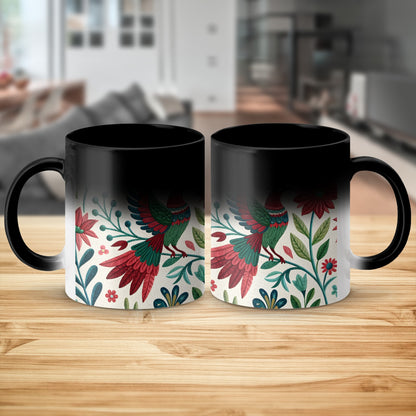 Vibrant Floral Mug with Colorful Bird Design product type