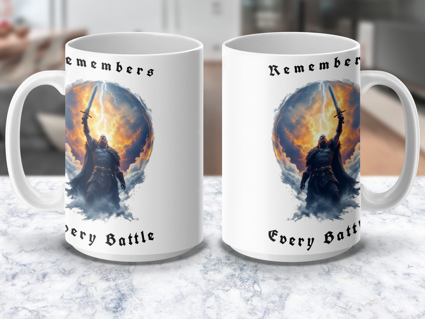 Knight Battle Coffee Mug, Fiery Sky Warrior Art, Medieval Fantasy Drinkware, Gift for Gamers