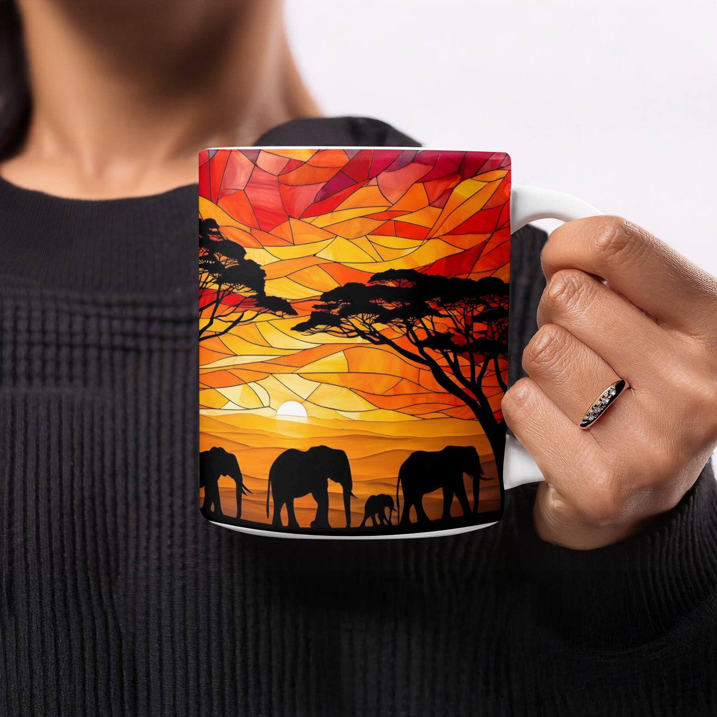 Vibrant Safari Sunset Elephant Artwork Mug product