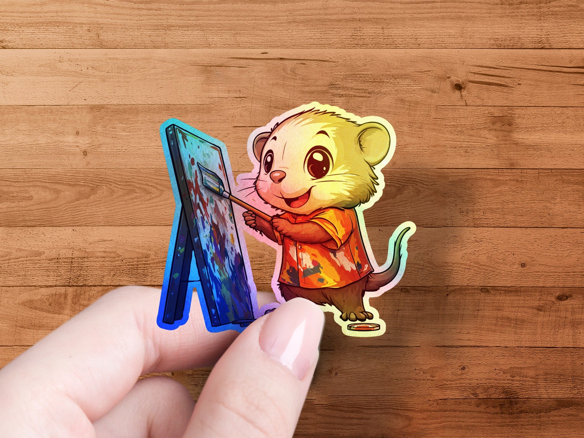 Happy Painting Mouse Art Sticker product