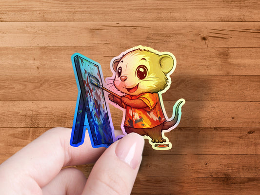 Happy Painting Mouse Art Sticker product