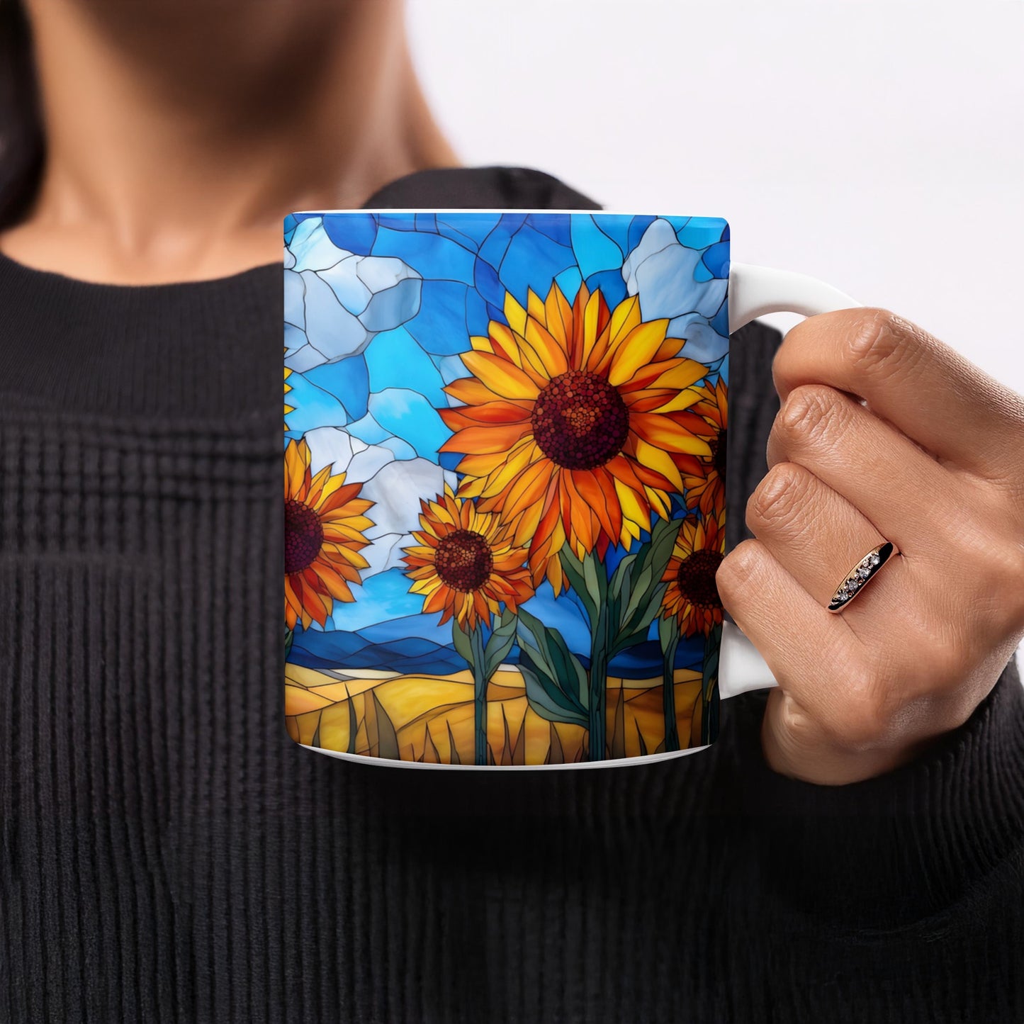 Sunflower Stained Glass Art Coffee Mug Unique product type
