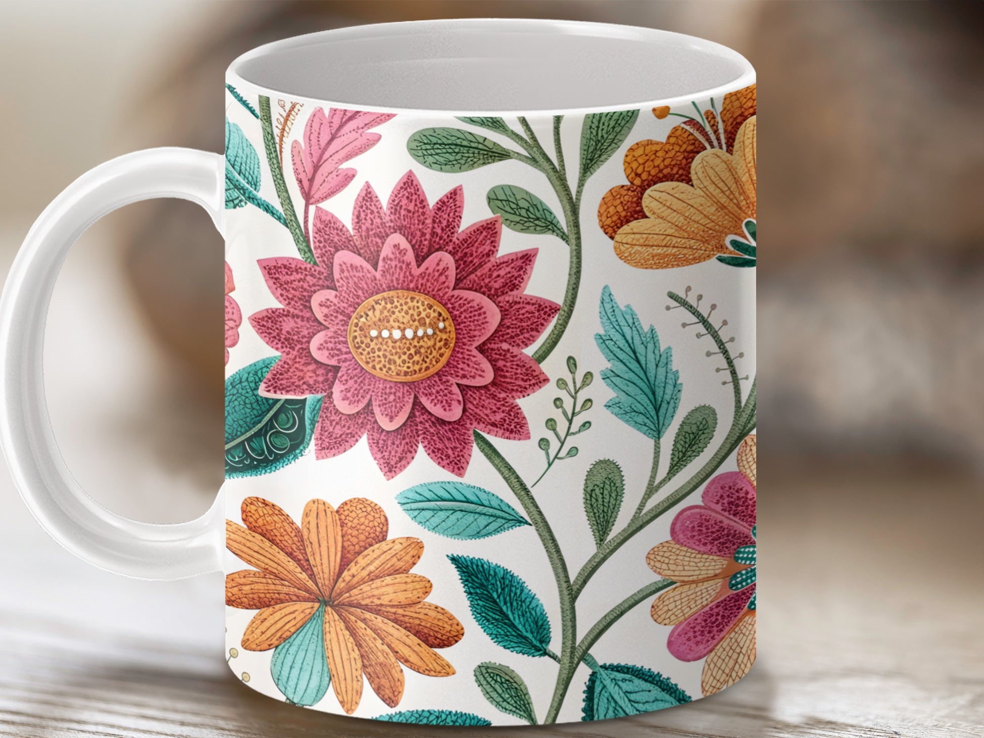 Beautiful Flower Pattern Mug for Coffee and Tea product type