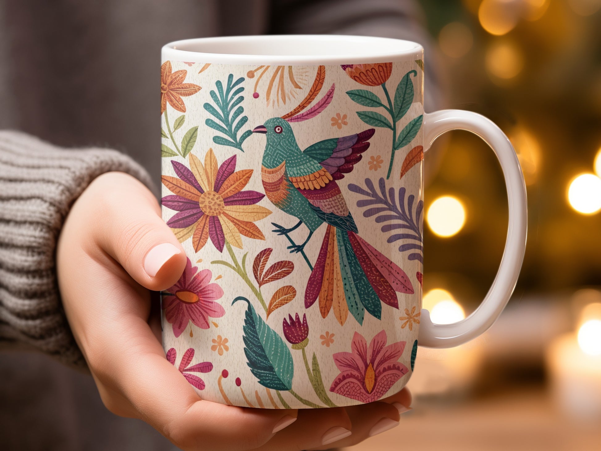 Colorful Floral Bird Pattern Coffee Mug product