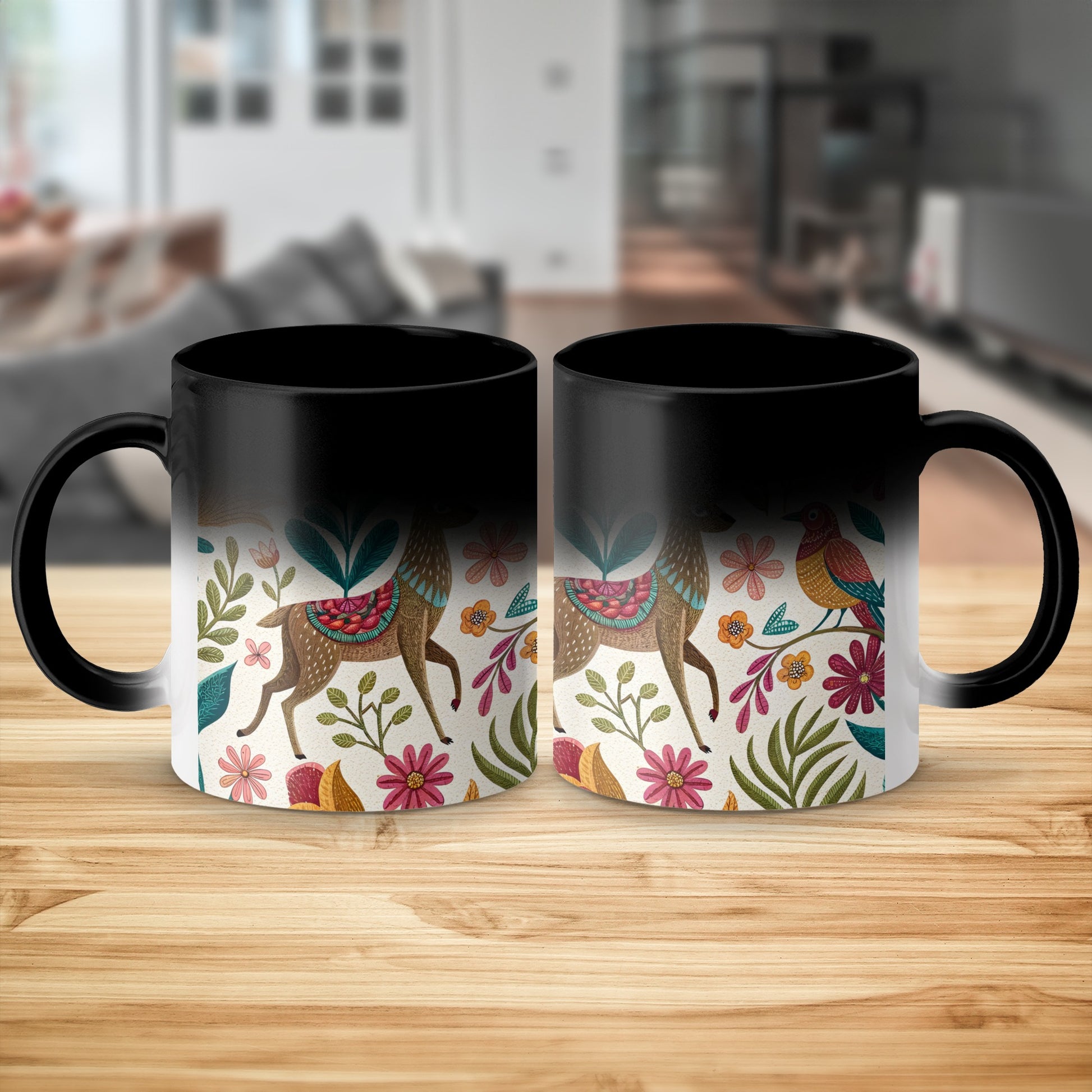 Floral Animal Print Black and White Magic Mug product