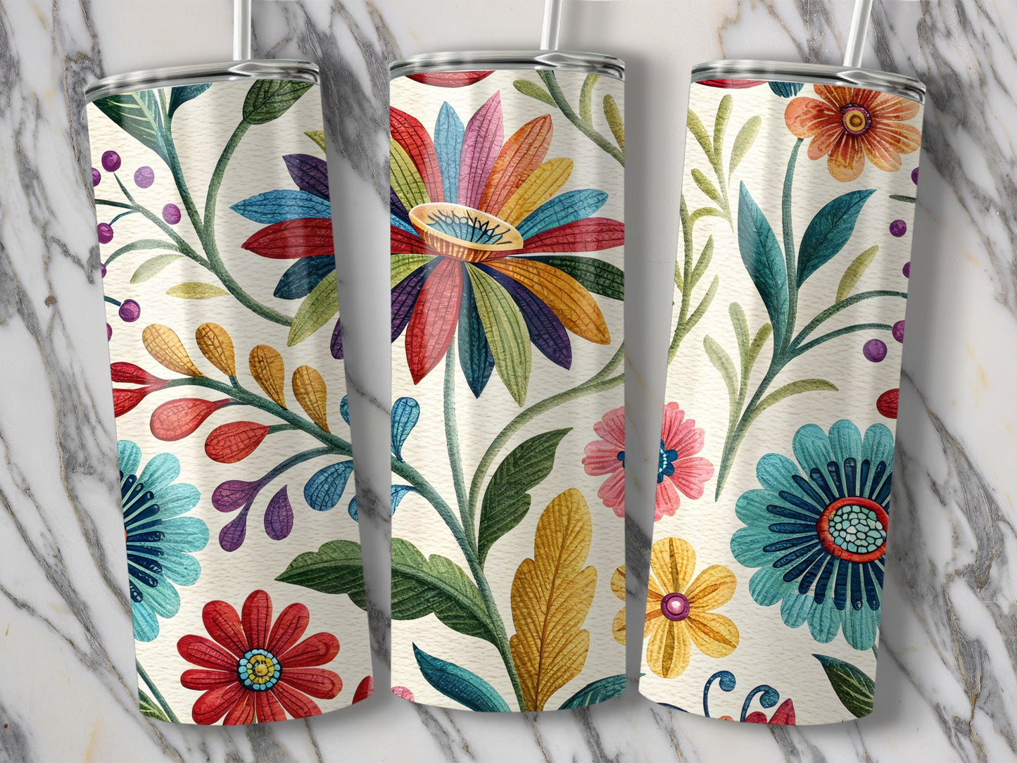 Vintage Botanical Floral Design Insulated Tumbler product