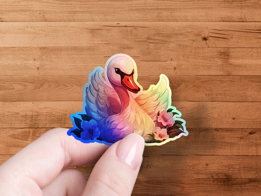 Colorful Artistic Swan Illustration Sticker product