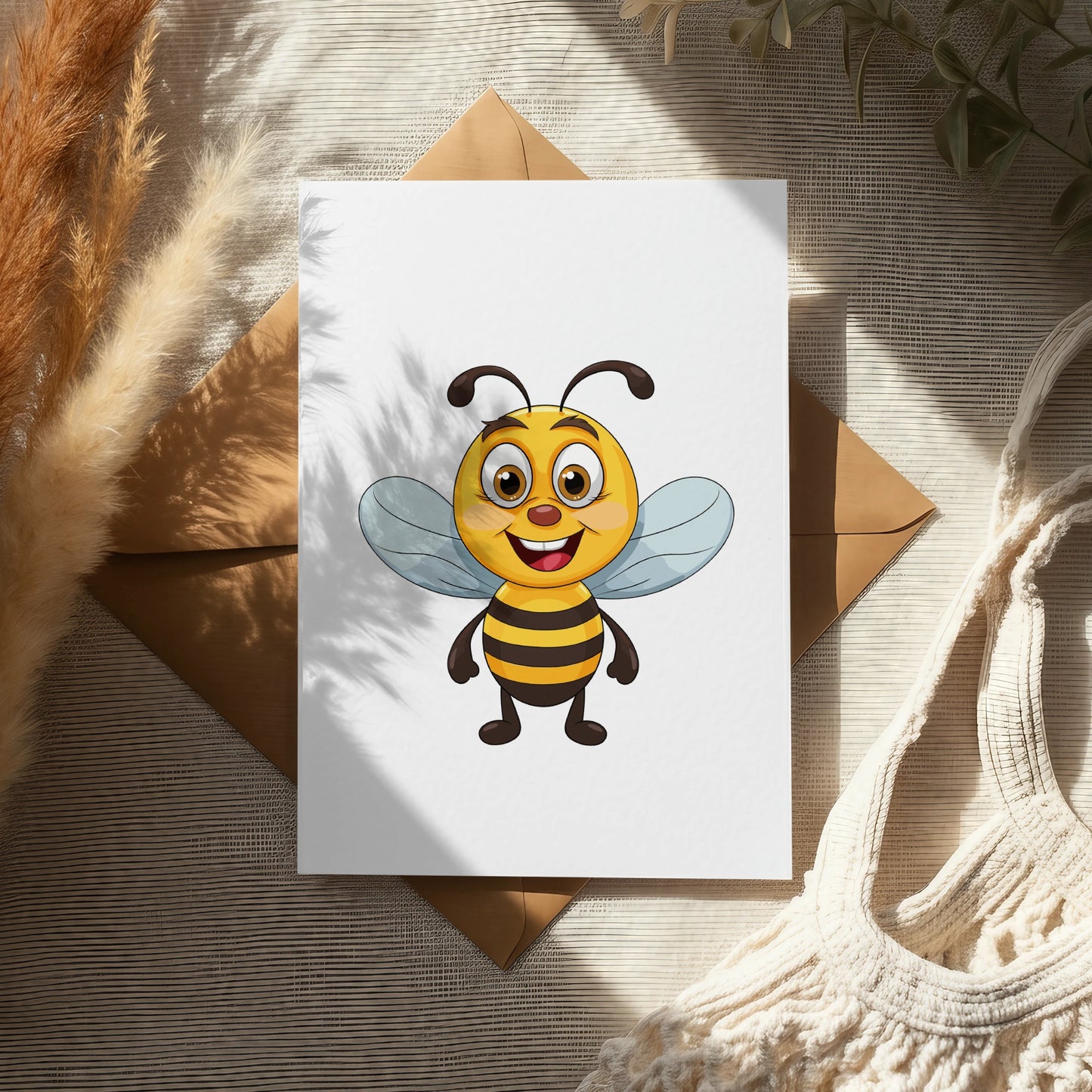 Cute Bee Greeting Card, Happy Bee Day, Handmade Stationery, Birthday Card, Animal Theme, Kids Party Invitation, Bee Lover Gift, Nature
