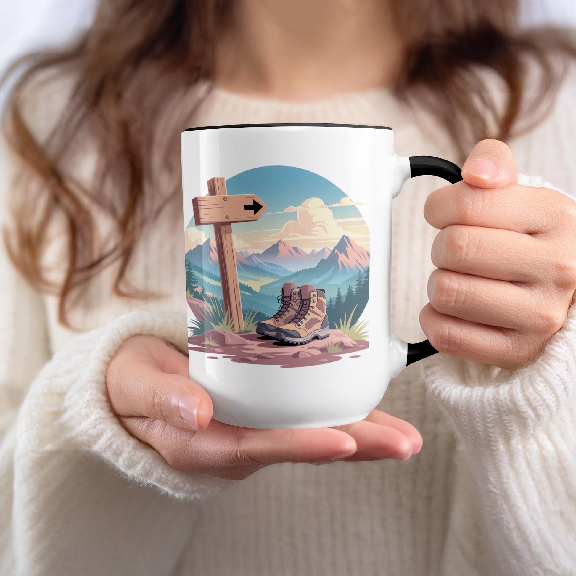Nature Hiking Sign and Boot Design Mug product