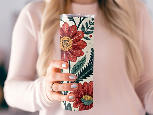 Beautiful Floral Design Tall Tumbler Cup Product