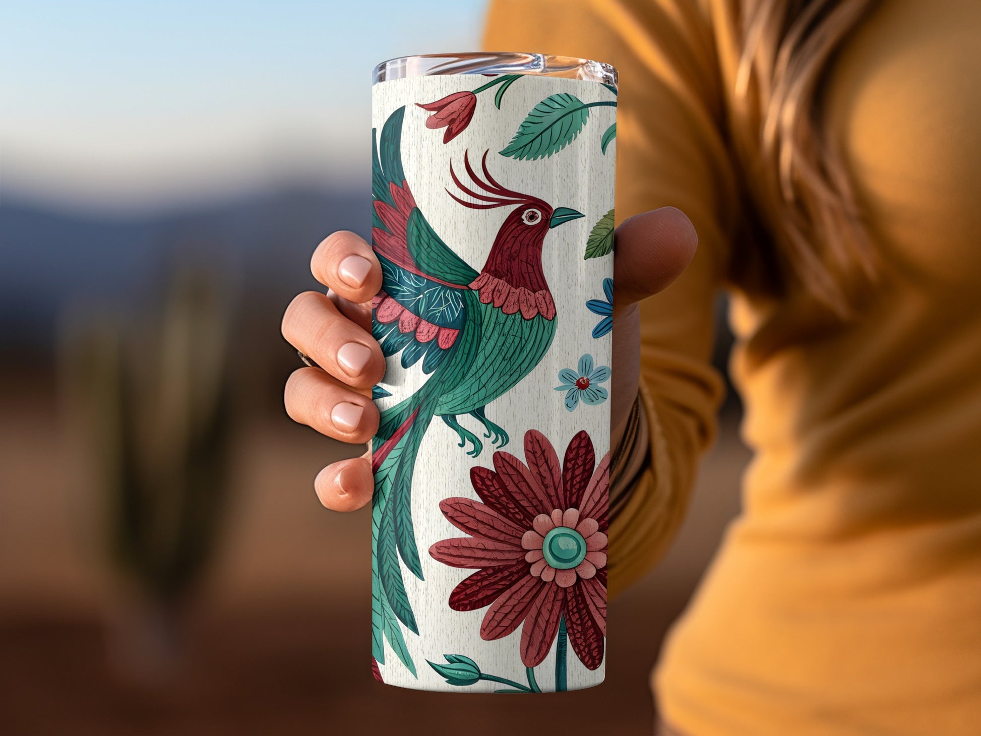 Elegant Floral Bird Pattern Design Drinkware product