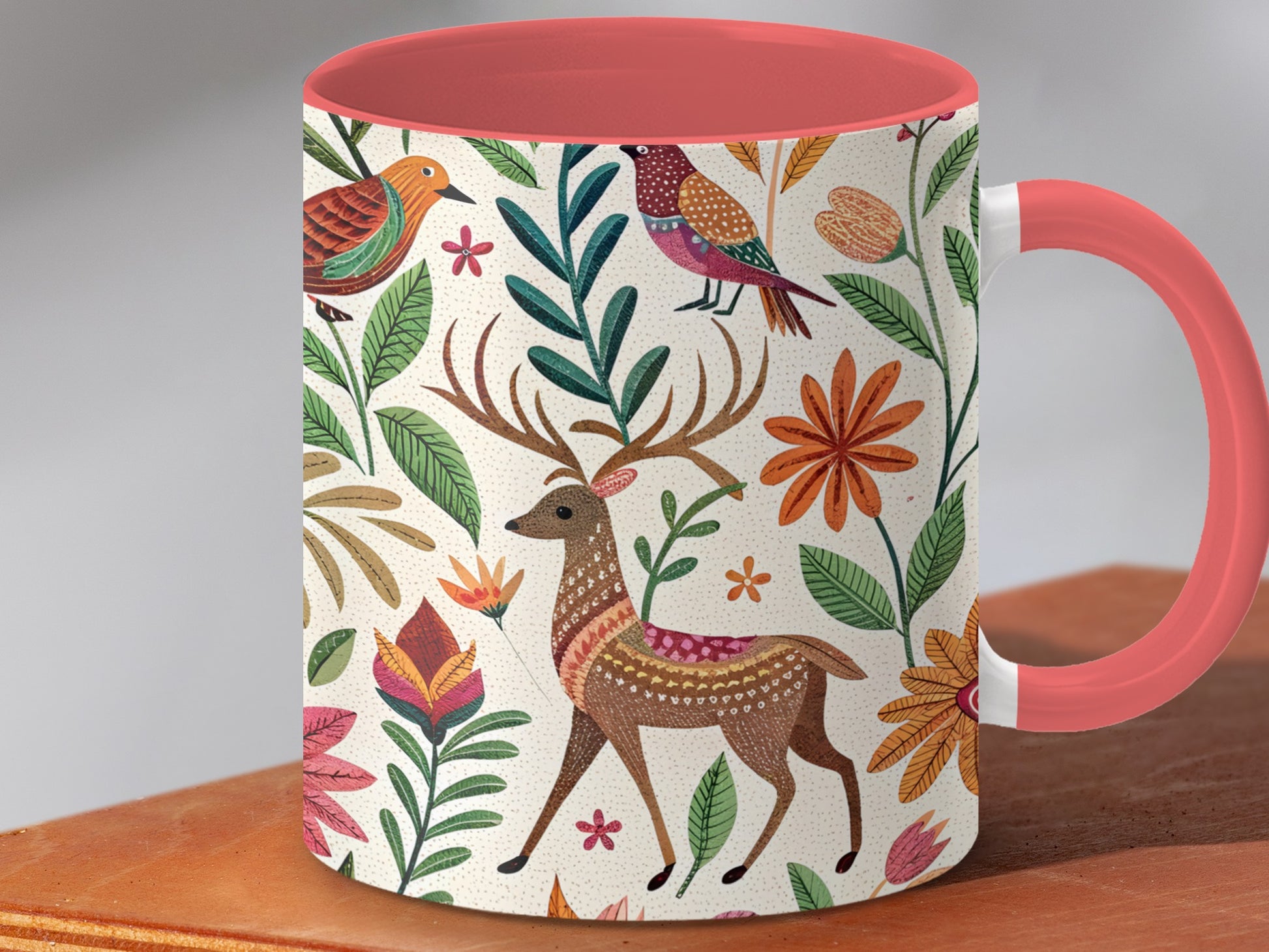 Colorful Wildlife Animals and Plants Art Mug product type