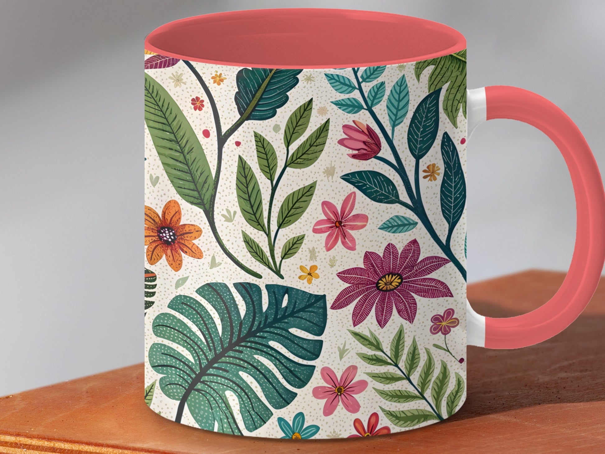 Vibrant Floral Design On White Coffee Mug product