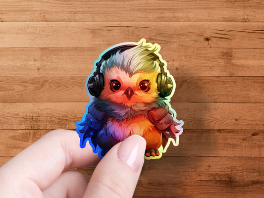 Cute Owl with Headphones Animal Sticker product type
