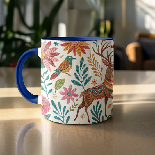 Vibrant Floral and Wildlife Print Mug product