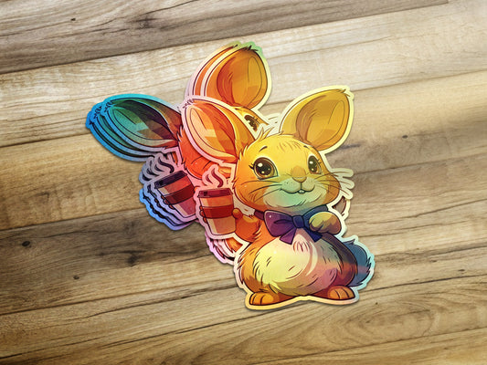 Cute Rabbit Character with Carrot Sticker product
