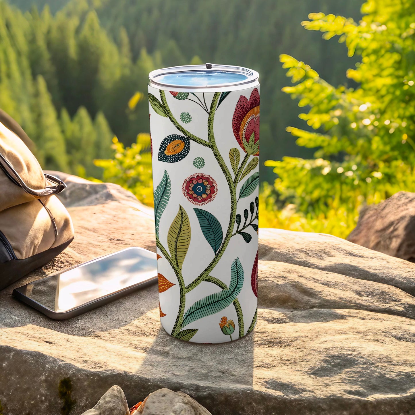 Colorful Floral Print Travel Tumbler Drinkware Product
