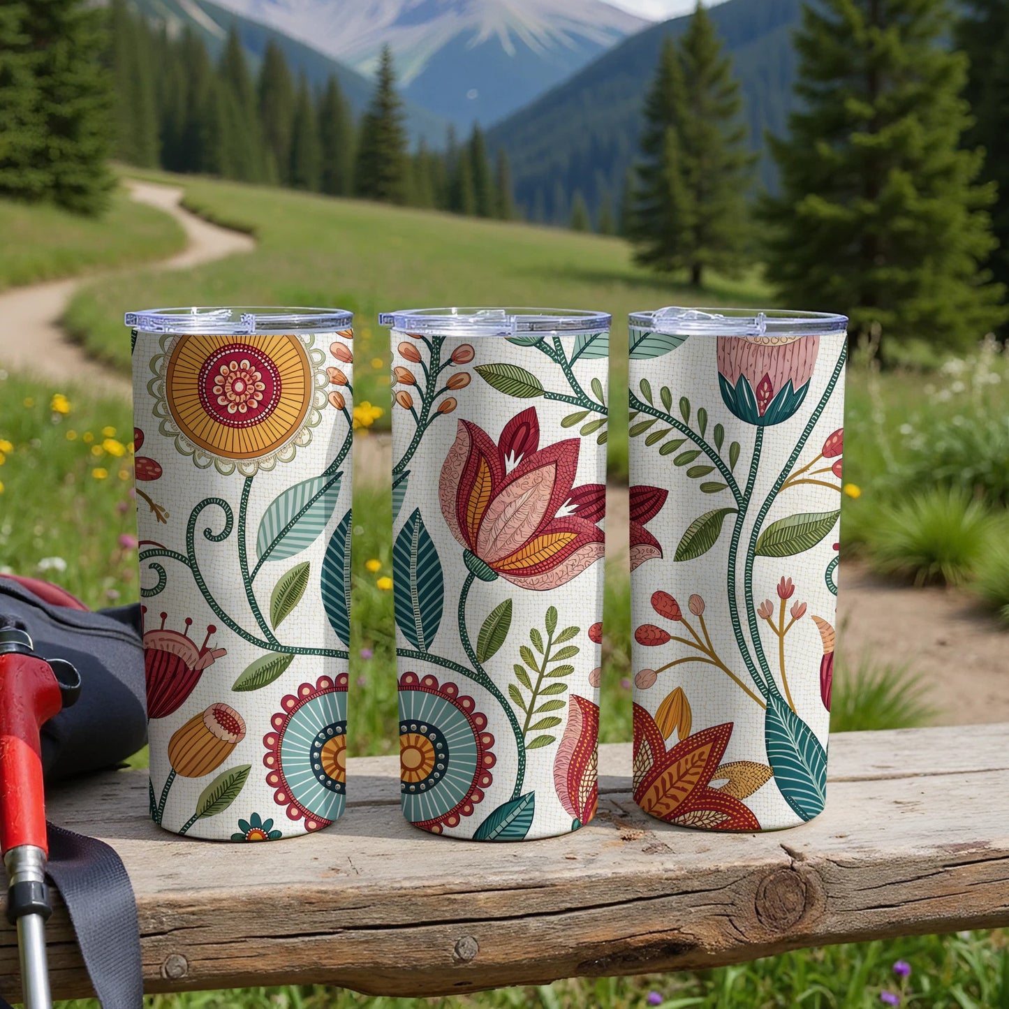 Floral Mountain Scenery Themed Insulated Tumbler product