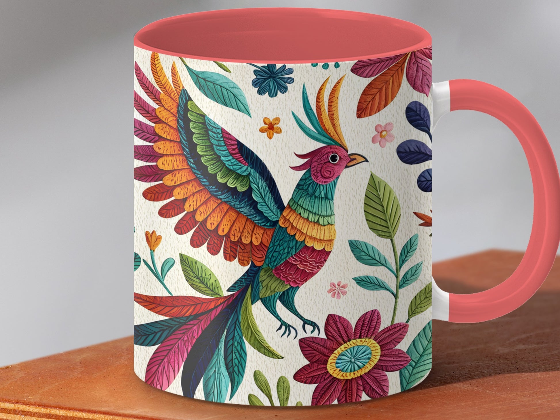 Colorful Parrot and Flowers Themed Mug product