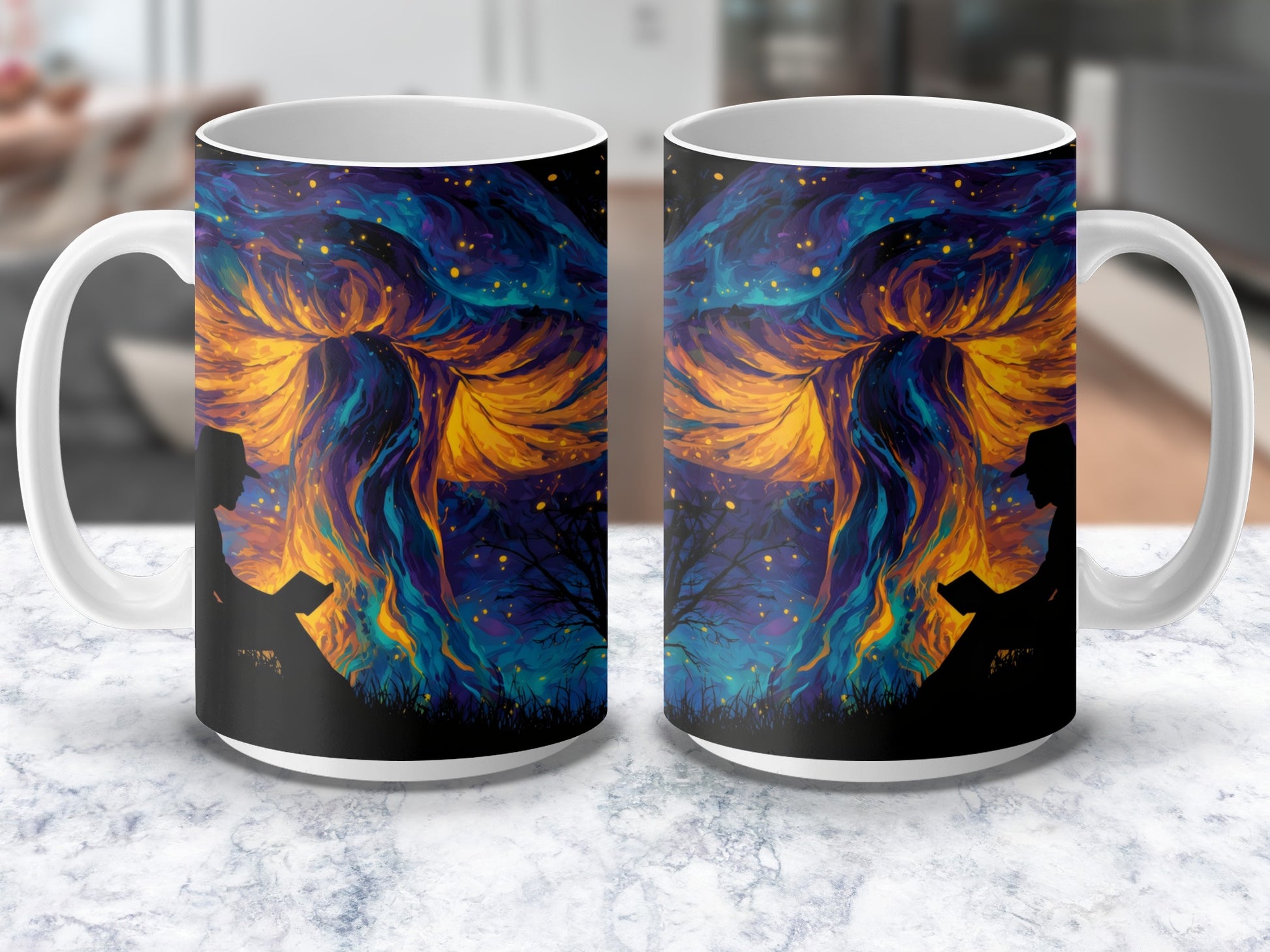 Colorful Phoenix Art Coffee Mug, Vibrant Fire Bird Artistic Design, Unique Mythical Creature Gift Idea