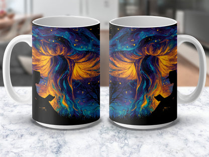 Colorful Phoenix Art Coffee Mug, Vibrant Fire Bird Artistic Design, Unique Mythical Creature Gift Idea